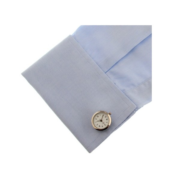 Round Silver Watch Cufflinks