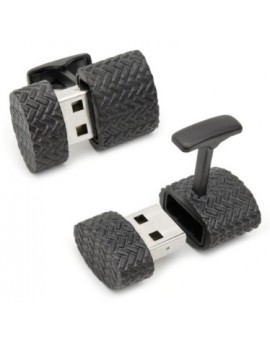 Gemelos USB 4GB Ovalado Tejido de Hierro Negro 2