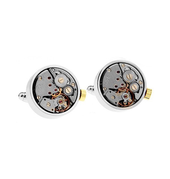 Gemelos Round Silver and Gold Watch Movement 