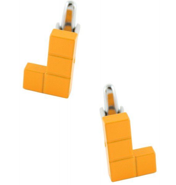 Orange Tetris Block Cufflinks 