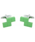 Green Tetris Block Cufflinks 