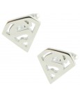 Silver Plated Superman Hollow Shield Cufflinks 