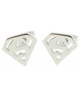 Silver Plated Superman Hollow Shield Cufflinks 
