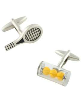 Tennis Racket and Ball Sleeve Cufflinks 