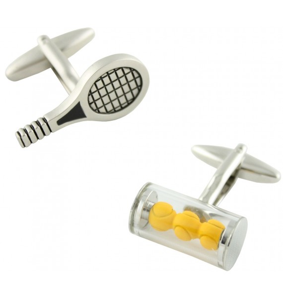 Tennis Racket and Ball Sleeve Cufflinks 