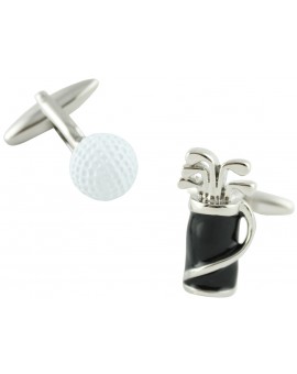 Black Golf Bag and White Golf Ball Cufflinks 