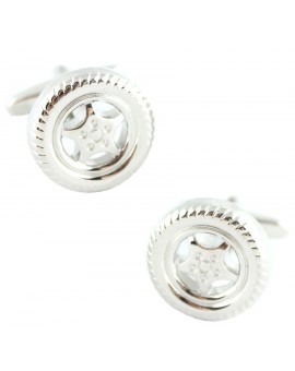 Silver Plated Tyre Cufflinks 
