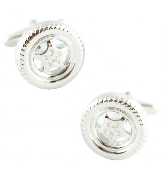 Silver Plated Tyre Cufflinks 