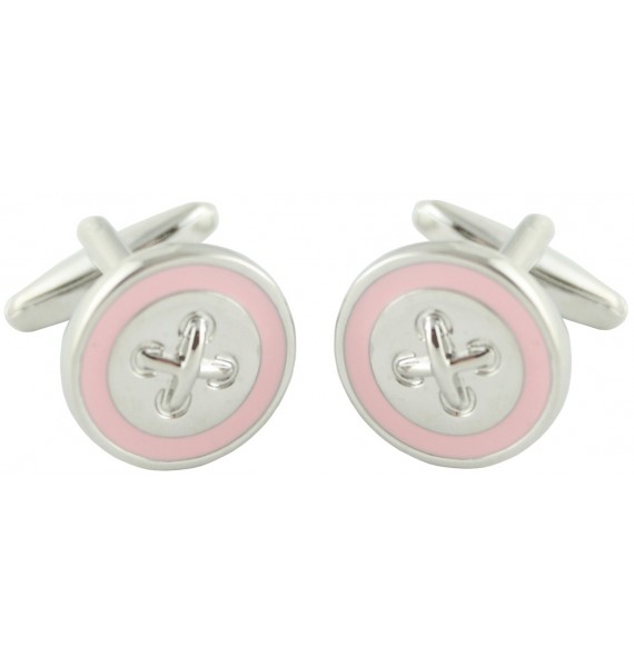 Pink Line Button Cufflinks 