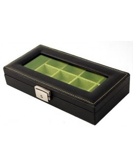 خزنة التوأمين جلد 13-P أخضر، Cufflinks Collector's Case