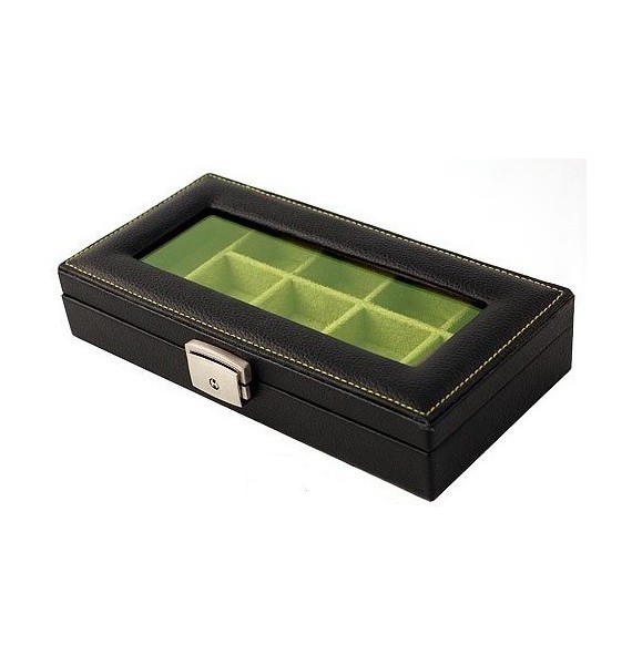 Garde jumeaux peau 13-P Vert, Cufflinks Collector's Case