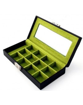 Guarda gemelli pelle 13-P Verde, Cufflinks Collector's Case - MasGemelos.net 2