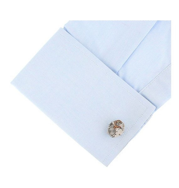 Silver Kinetic Watch Movement Cufflinks 