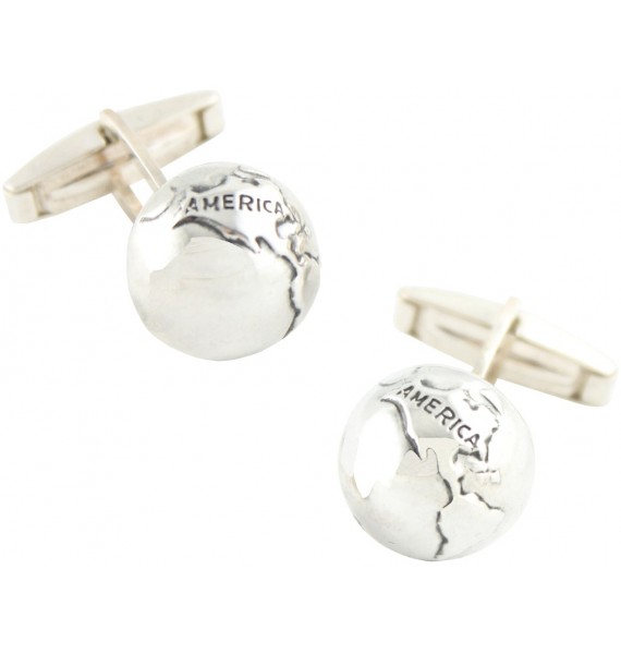 Sterling Silver Globe Cufflinks 