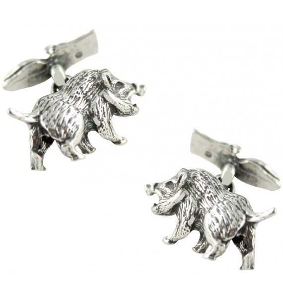 Sterling Silver Wild Boar Cufflinks 