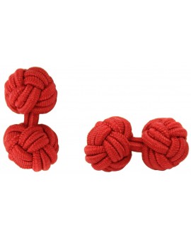 Deep Red Silk Knot Cufflinks 
