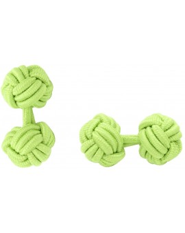 Pistachio Green Silk Knot Cufflinks 