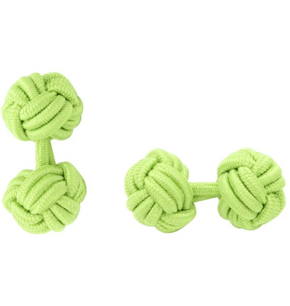 Pistachio Green Silk Knot Cufflinks 