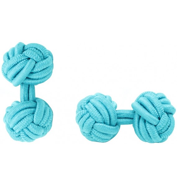 Turquoise Silk Knot Cufflinks 