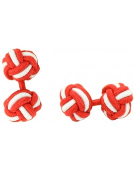 Red and White Silk Knot Cufflinks