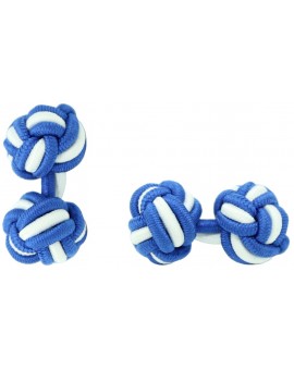 Cobalt Blue and White Silk Knot Cufflinks 