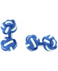 Cobalt Blue and White Silk Knot Cufflinks 