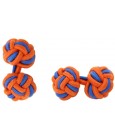Dark Orange and Cobalt Blue Silk Knot Cufflinks