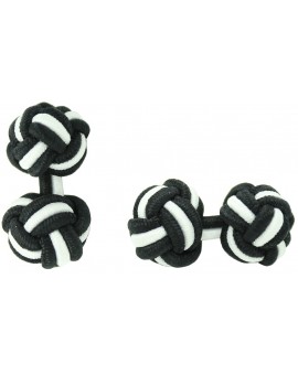 Black and White Silk Knot Cufflinks 