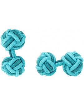 Turquoise and Bottle Green Silk Knot Cufflinks