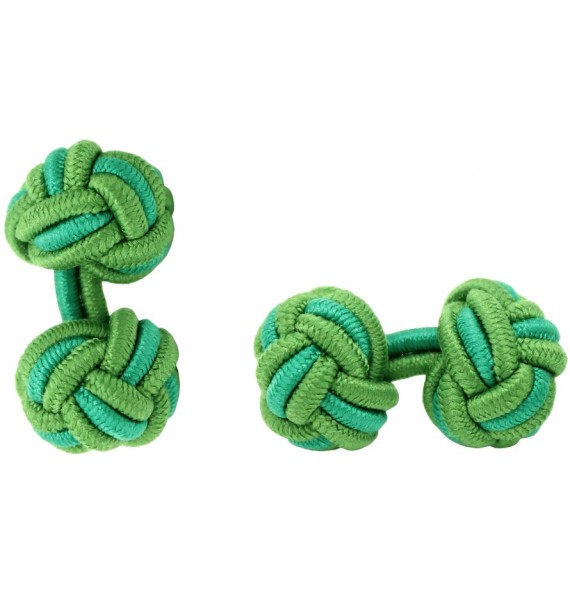 Grass Green and Green Silk Knot Cufflinks 