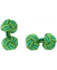 Grass Green and Green Silk Knot Cufflinks 