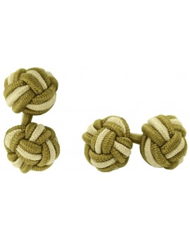 Dark Ochre and Beige Silk Knot Cufflinks 