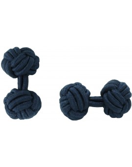 Navy Blue Silk Knot Cufflinks
