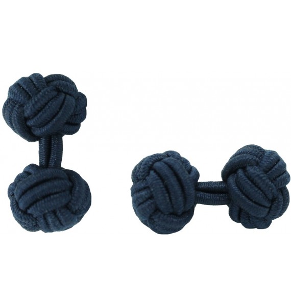 Navy Blue Silk Knot Cufflinks 