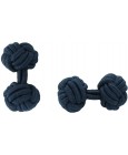 Navy Blue Silk Knot Cufflinks 
