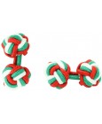 Red, Green and White Silk Knot Cufflinks 