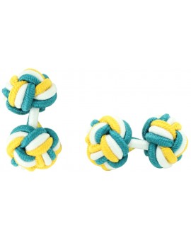 Les jumeaux boule élastique vert bouteille, blanc et jaune foncé