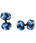 Black, Cobalt Blue and Light Blue Silk Knot Cufflinks