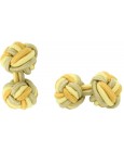 Beige, Light Yellow and Camel Silk Knot Cufflinks