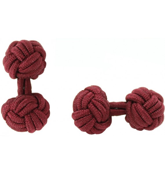 Burgundy Silk Knot Cufflinks 