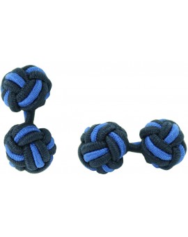 Navy Blue and Cobalt Blue Silk Knot Cufflinks 