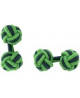 Grass Green and Navy Blue Silk Knot Cufflinks 