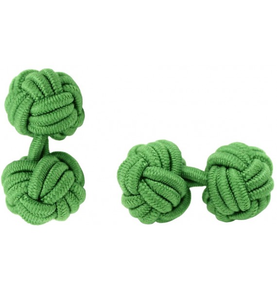 Grass Green Silk Knot Cufflinks 