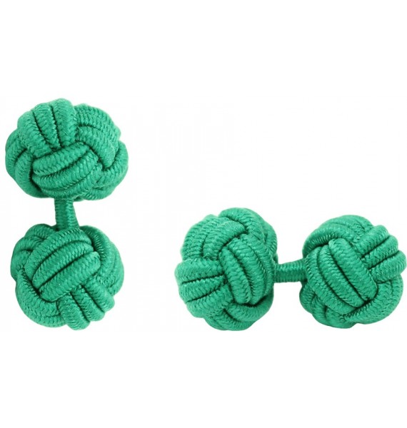 Green Silk Knot Cufflinks 
