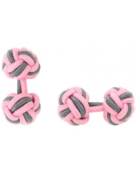 Pink and Grey Silk Knot Cufflinks 