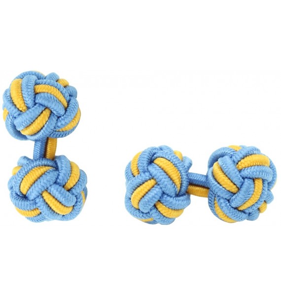Blue and Dark Yellow Silk Knot Cufflinks 