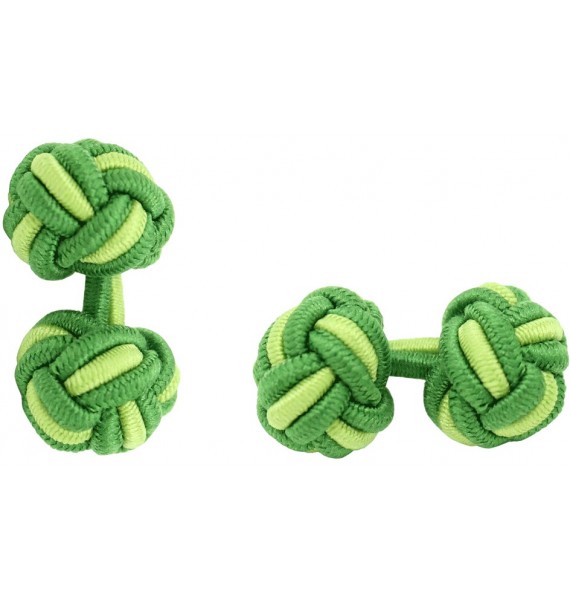 Grass Green and Pistachio Green Silk Knot Cufflinks