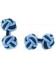 Light Blue and Navy Blue Silk Knot Cufflinks 