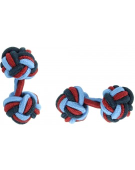 Light Blue, Burgundy and Navy Blue Silk Knot Cufflinks