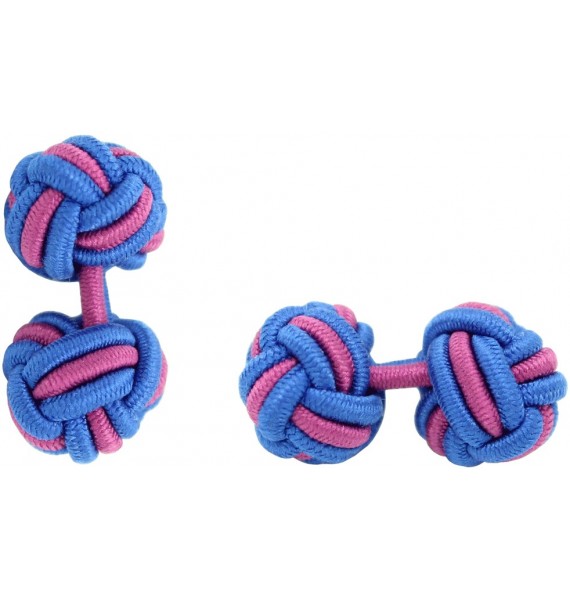 Cobalt Blue and Fuchsia Silk Knot Cufflinks 